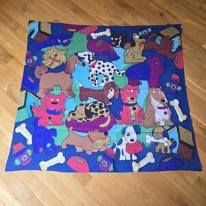 Silkscapes Vintage 90s Hand Painted Scarf‎ Vibrant Rainbow Dogs Lover 100% Silk